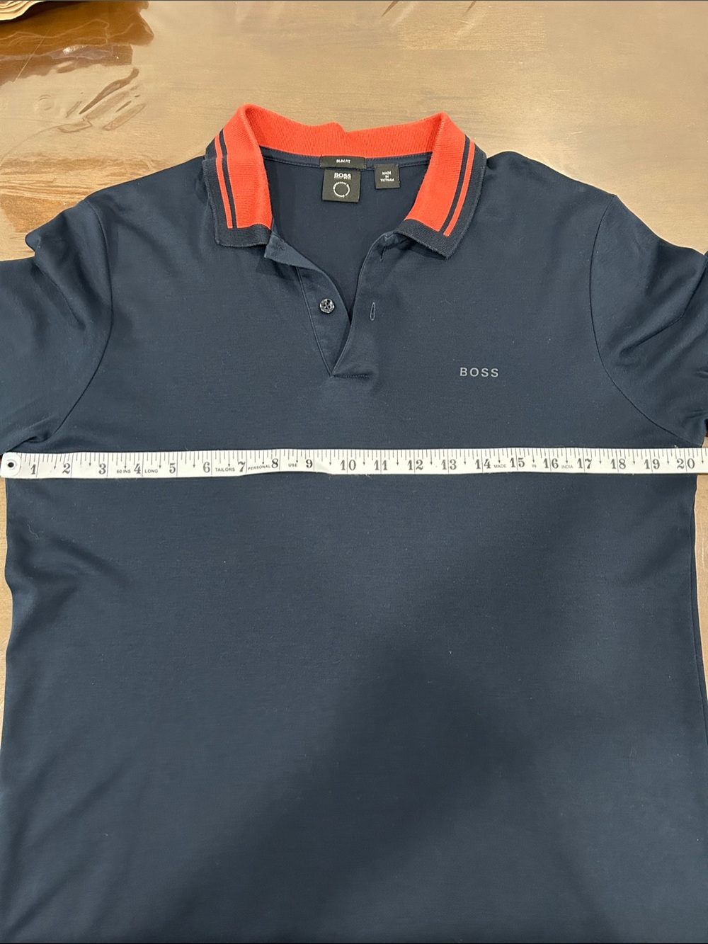 BOSS Navy Polo with Red-Trim Collar